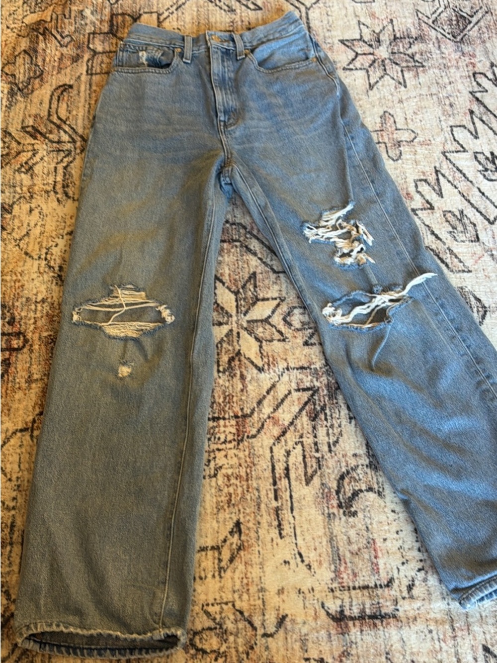 Madewell Distressed Baggy Straight Jeans 24